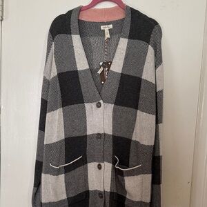 Matilda Jane Plaid Black and Gray Women's Sweater
